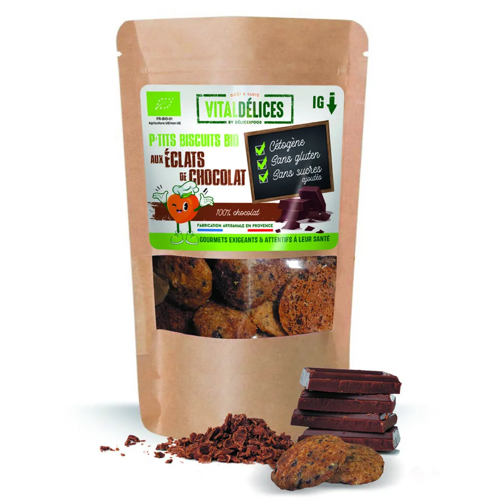 Sachet de P'tits biscuits bio aux éclats de chocolat VitalDélices