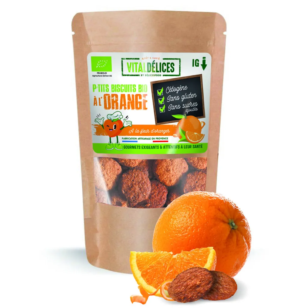 Sachet de P'tits biscuits bio à l'orange VitalDélices