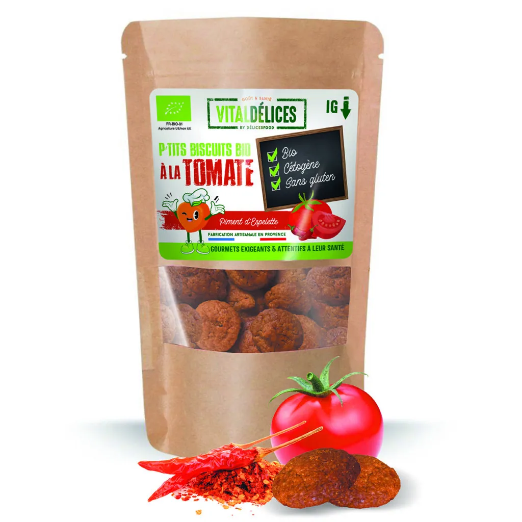 Sachet de P'tits biscuits bio à la tomate VitalDélices